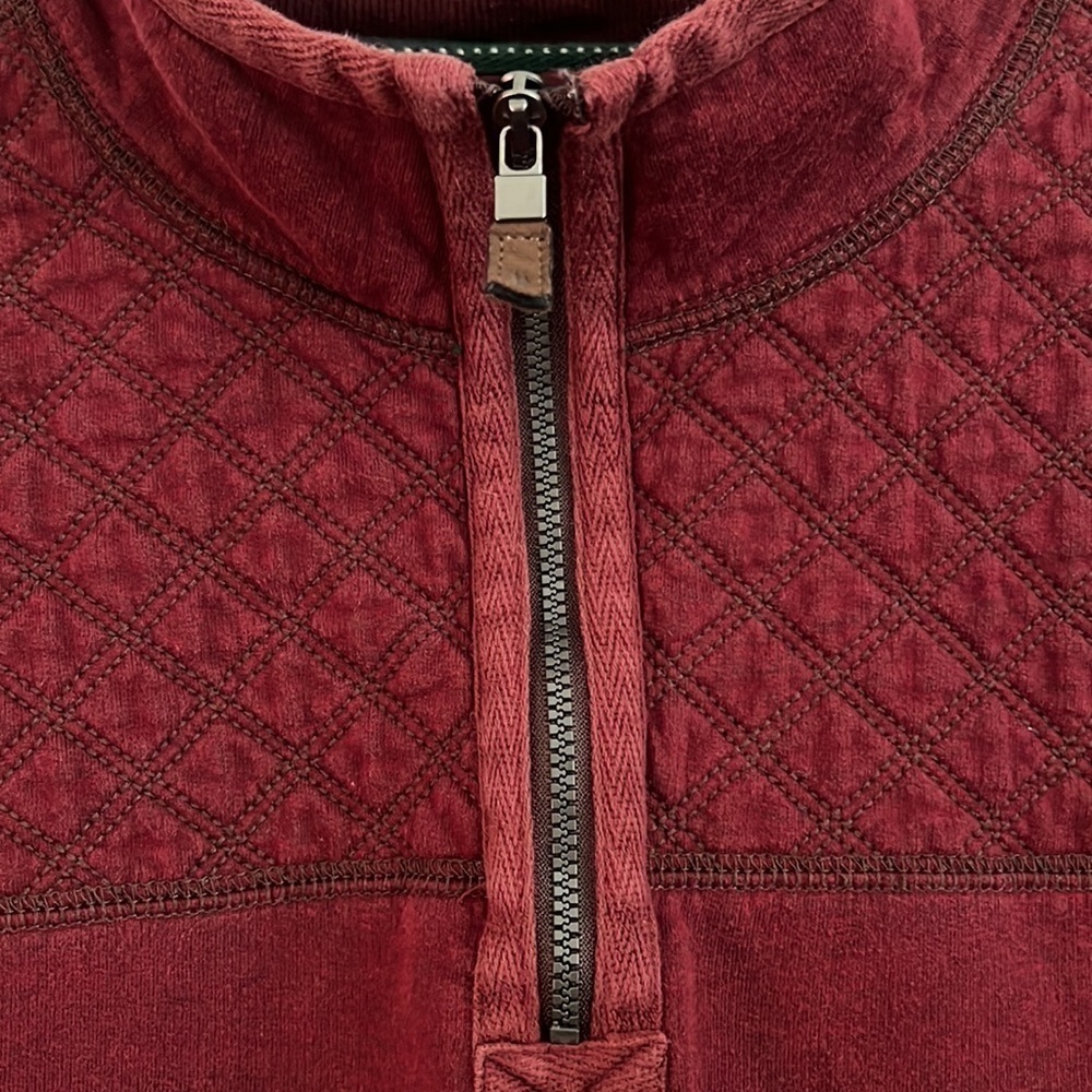 GH Bass 1/4 Zip Pullover Sweatshirt Quilted Burgandy Mens Size XXL Cotto… - Picture 3 of 4